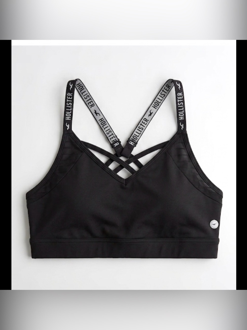 Hollister Black Strappy Logo Sports Bra Size Small Bralette Activewear